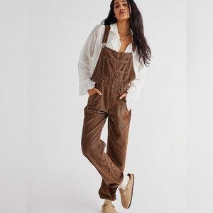 free people ziggy brown corduroy overalls